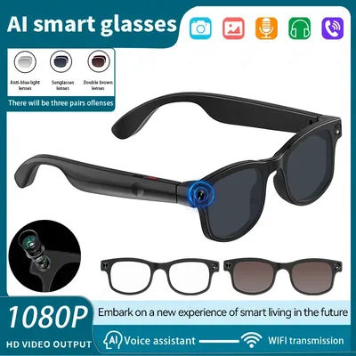 LIGE New AI Smart Glasses 500W HD Camera Video Recording Bluetooth Call Glasses Translation Sunglasses 270mAh WiFi Transmission