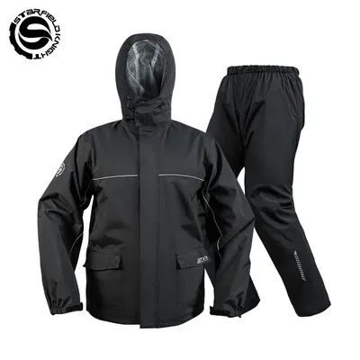 Star Field Knight Black Motorcycle Rider Raincoat Suit Men Women Riding Waterproof Clothes Raincoat Rainpants Split 2Pcs/set