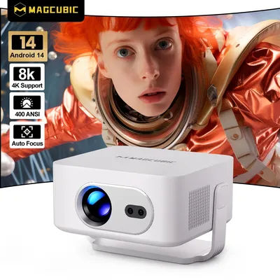 Magcubic Auto Focus Android 14 4K Projector 400ANSI 8K Native 720P HY300Max With Wifi6 BT5.4 Allwinner H726 Portable Outdoor