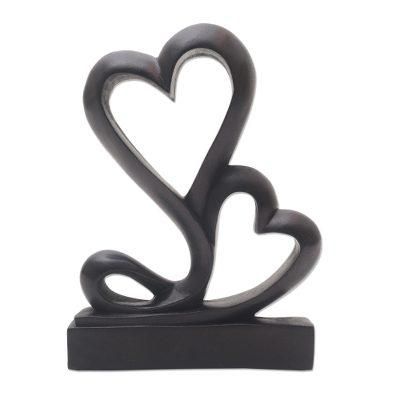 Love Grows,'Suar Wood Heart Sculpture from Bali'