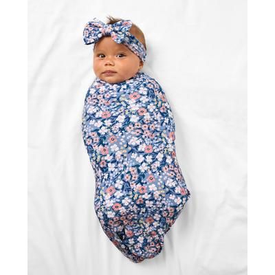 Petite Petals Swaddle & Luxe Baby Girl Soft & Stretchy Bamboo Bow Headbands Set - OSFA