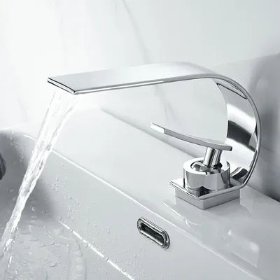 Waterfall c crescent moon curved hot and cold faucet washbasin creative bathroom toilet wash basin under basin for home dragon