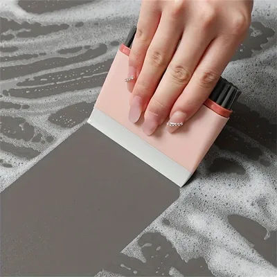 1pc Dual Use Mini Wiper Washbasin Glass Bathroom Countertop Cleaning Brush Board Mirror Defogger