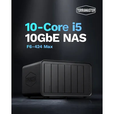 TERRAMASTER F6-424 Max NAS Storage - 6Bay Core i5 1235U 10Cores 12 Threads, 8GB DDR5 RAM, Network Attached Storage(Diskless)