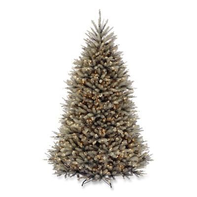 National Tree Company Pre-Lit Dunhill Fir Blue Spruce Tree, 59" x 59" x 90", Blue Tree, Green Tree Stand (NTTDUBH75LO)