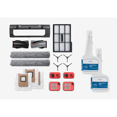 eufy Accessories Package + Floor cleaner*2, Side Brush, Filter, Rolling Brush for Robovac, Dustbag, Roller Mop, Dirty Water Reservoir Filter