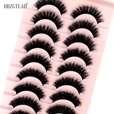 NEW 10pairs 100% Real Fake Mink Eyelashes 3D Natural False Eyelashes 3d Mink Lashes Soft Eyelash Extension Makeup Kit Cilios h13