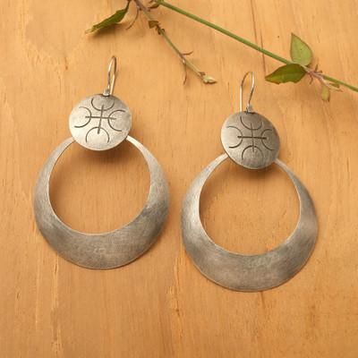 'Balinese-Inspired Oxidized and Brushed-Satin Dangle Earrings'