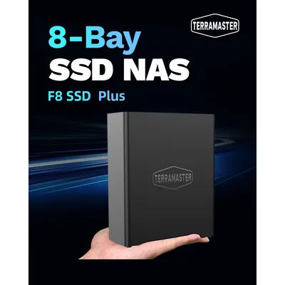 TERRAMASTER F8 SSD Plus NAS - 8Bay All SSD Core i3 8-Core 8-Thread CPU, 16GB RAM, Palm-Sized Network Attached Storage (Diskless)