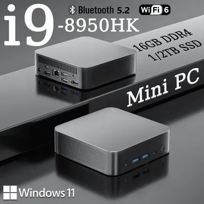New Portable Mini PC Core i9 8950HK Celeron N5095A Windows 11 Pro 16GB LPDDR4 512GB 1TB M.2 SSD Office study Desktop Computer