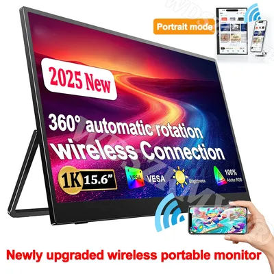 18.5”15.6“ Portable Wireless/Wired Monitor 1080P IPS External Second Screen for Laptop PC Cell PHONE Switch Xbox PS4/5 Xbox