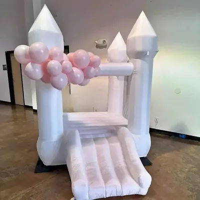 Small Bouncy Castle, Children's Bouncy House with Blower, Infla Wedding Trampoline, Slide Jumping Bed, Event Party, Outdoor