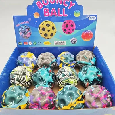 2Pcs Super Elastic Moon Shape Bouncy Ball for Kids - Indoor & Outdoor Stress Reliever Porous Fun And Interesting Children's Toy