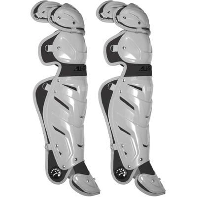 All Star System Seven Baseball Catcher's 16.5" Leg Guards Silver/Black