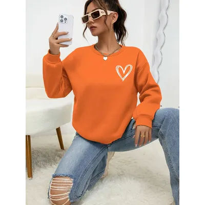 Creative Simple Line Love Printing Woman's Hoody Sports Harajuku Pullover Soft Multicolor Hoodie O-Neck Hip Hop Sportswear