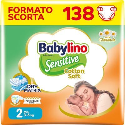 Babylino Sensitive Cotton Soft, Pannolini Neonato Taglia 2, Mini (3-6K