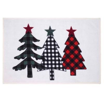 Holiday Bath Mat by BrylaneHome in Plaid Trees