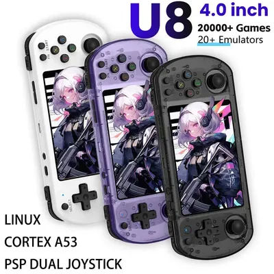 128G U8 Retro Handheld Video Game Console Linux System 4.0 Inch IPS Screen R35s Pro Portable Pocket Video Player and 64GB Games
