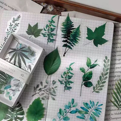 Secret Garden plant and flower PET transparent waterproof stickers, vintage-style floral and mushroom decorative stickers