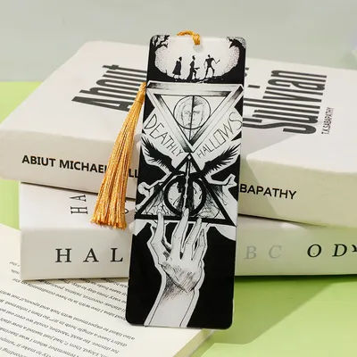 Harry Potter Deathly Hallows Bookmark Creative Black & White Pattern Book Marker Page Holder for Book Lovers Perfect Gift for HP