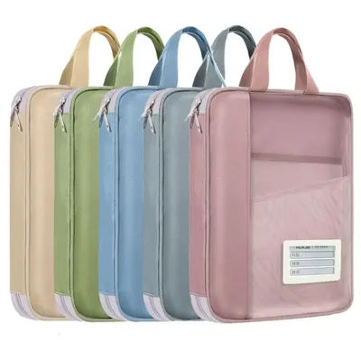 Three-layer Large-Capacity Portable Transparent Mesh Student Stationery, Textbook Test Paper Storage bag, Office Document Bag
