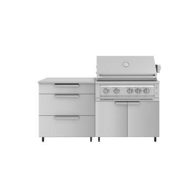 NewAge Outdoor Kitchens Stainless Steel 4-Piece Cabinet set with Casters and 3 Drawer, Grill Cabinet, Platinum Grill, Countertop