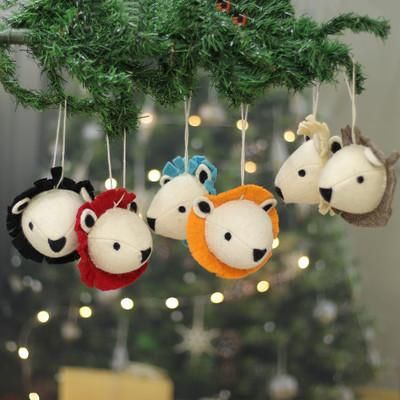'Lion-Shaped 6-Piece Multicolor 100% Wool Felt Ornament Set'
