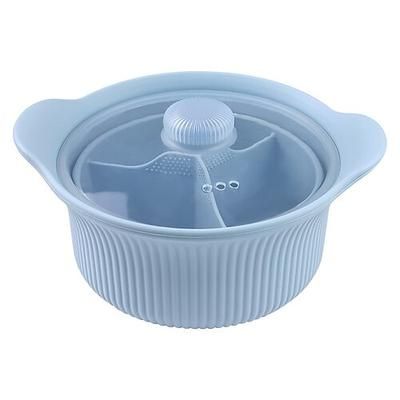 Vaporiera in silicone per microonde da 42 once, 3 scomparti, 4 in 1, pentola per cottura a vapore in silicone con coperchio e manico per verdure, pesce, preparazione pasti, cibo per bambini, forno
