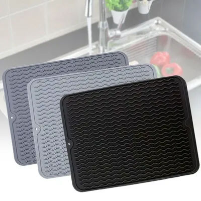 Tapis de séchage en Silicone, tapis de séchage de vaisselle, résistant à la chaleur et antidérapant, tapis de table à manger, tapis de drainage, accessoires de cuisine