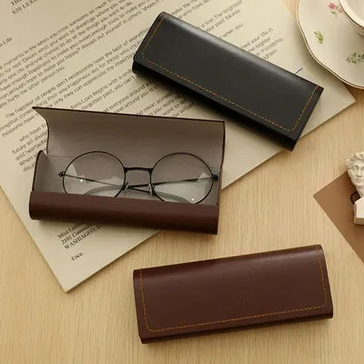 Étui à lunettes rétro Simple et léger en cuir Pu, mallette de rangement Portable Anti-chute à pression, étui pour lunettes de soleil pour hommes et femmes