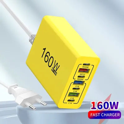 Chargeur mural 160W 7 Ports, haute vitesse, Type C, pour Xiaomi Huawei Samsung PD, chargeur rapide pour iPhone, chargeur de voyage ue/US