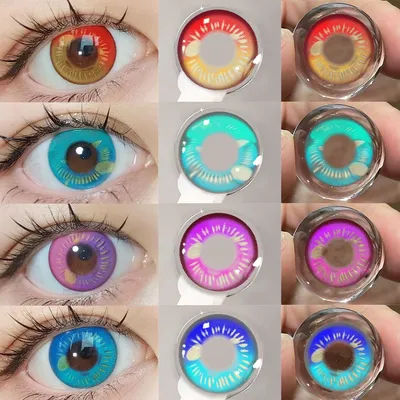 Visuashow Sweety Anime Blue Cosplay Colored Contact Lenses Makeup Red Eyes Contacts Lenses Small Pupils Contact Lens Cosmetics