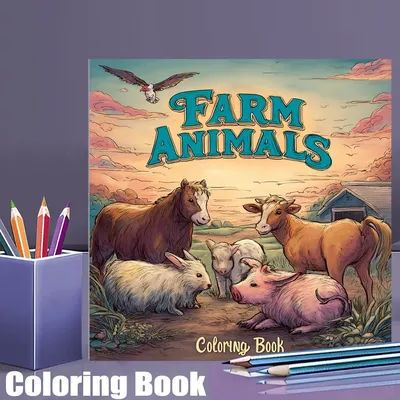 28 Pages Original Farm Animals and Scenes Coloring Book for Adult | Colouring Book, Drawing Supplies for Christmas, Thanksgiving