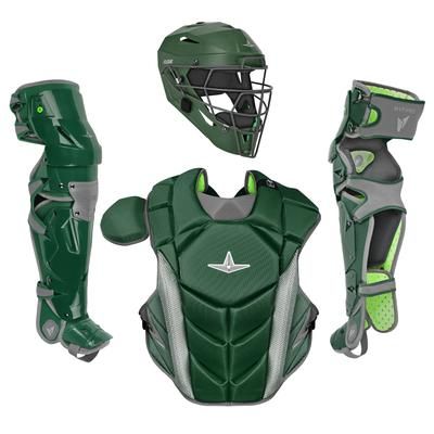 All Star MVP-Pro NOCSAE Certified Intermediate Baseball Catcher's Set Dark Green/Graphite