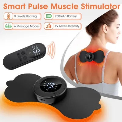Remote Control Electric Neck Massager Set Smart Portable Rechargeable Reusable Cervical Massage Patch Muscle Relieve Fatigue