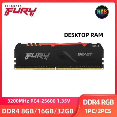 Kingston FURY RGB RAM DDR4 8GB 16GB 32GB 3200MHz DIMM XMP Memoria Ram 288 pin 1.2V for Desktop