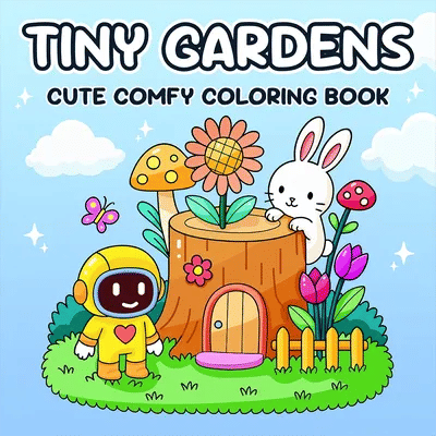 TINY GARDENS CUTE COMFY Patterns Coloring Book for Adults And Teens Cute Drawing Book Perfect Gift for Party and Birthday