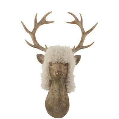 Testa di renna da parete in resina marrone 55x38x75 cm