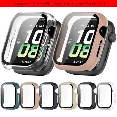 Hard PC Case Glass for Honor Watch 5 Watch4 Smartwatch Cover Screen Protector for honor Watch5 Bumper Shell.
