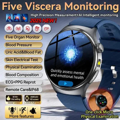 New Skin electric test BMI Test Smart Watch Men ECG+PPG Blood pressure Uric Acid Five Viscera Health Tracker Call Smartwatch IOS