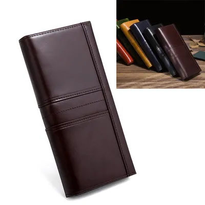 New style suit clip wallet women's first layer cowhide long clutch bag women's bag multi-card card bag mobile phone bag