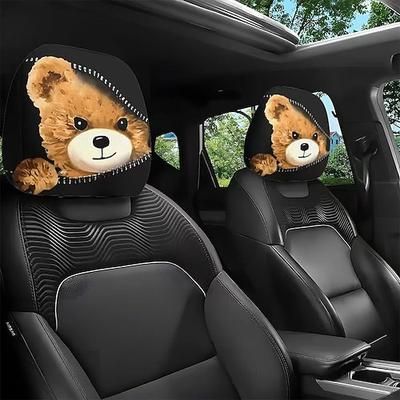 2 pezzi di copri poggiatesta per auto a forma di animale - design stampato su entrambi i lati, protezioni elastiche non imbottite per sedili auto, decorazioni antigraffio per poggiatesta per auto,