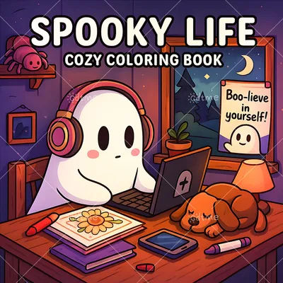 Halloween Spooky Life Bold-easy Patterns Coloring Book for Adults Cute Drawing Book Perfect Gift for Party and Birthday
