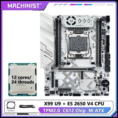 X99 U9 MACHINIST X99 Motherboard Set Kit Optional LGA2011-3 Xeon E5 2650 V4 CPU Support TPM2.0 DDR4 Memory NVME M.2 USB 3.0