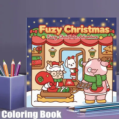 28 Pages Fuzzy Christmas Style Coloring Coloring Book for Soothing Stress | Stress Reduction Colouring Book for Relax &Gifting