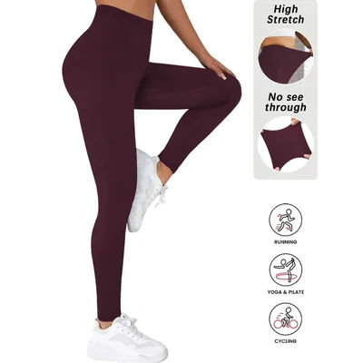 Women's Super Soft Leggings High Elasticity No See Through Workout Yoga Running Athletic Push Up Gym Long Fitness Leggings