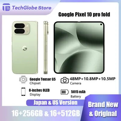 Google Pixel 10 Pro Fold 5G Smartphone Google Tensor G5 Titan M2 security coprocessor 16 GB RAM 256GB 512GB 6.4" OLED Display
