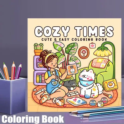 28 Pages Cozy Style Coloring Book for Adult | Colouring Book Gift, Drawing Supplies for Christmas, Thanksgiving