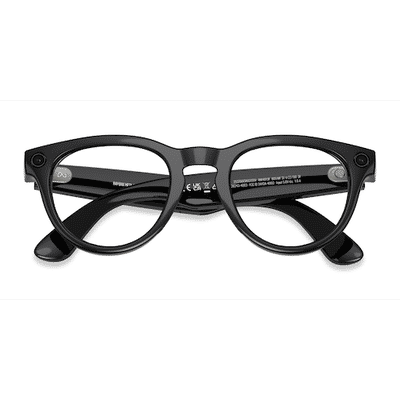 Unisex s round Polished Black Plastic Prescription sunglasses - Eyebuydirect s Ray-Ban Meta Headliner Low Bridge Fit (Gen 2)