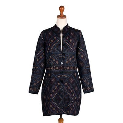 Nordic Chic in Black,'Handwoven Soft 100% Baby Alpaca Cardigan Sweater from Peru'